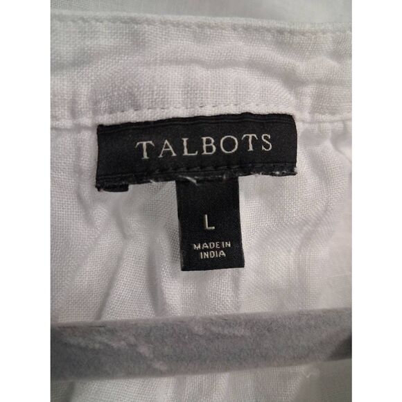 Talbots womens large white 100% linen blouse gauzy beach casual top or work - Picture 7 of 10